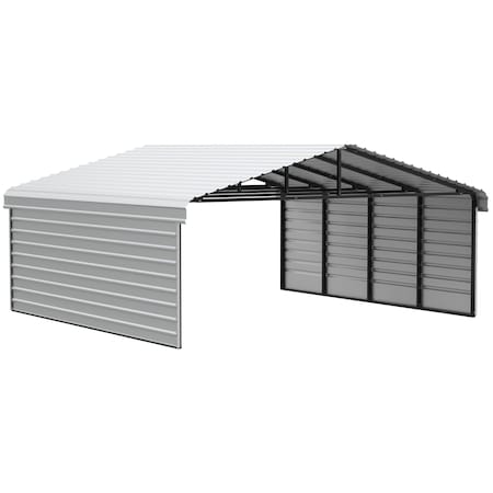 Arrow Storage Products Galvanized Steel Carport, W/ 2-Sided Enclosure, Compact Car Metal Carport Kit, 20'x20'x9', Eggshell CPH202009ECL2